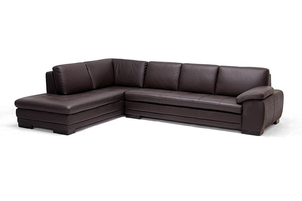 BAXTON STUDIO DIANA DARK BROWN SOFA CHAISE SECTIONAL REVERSE