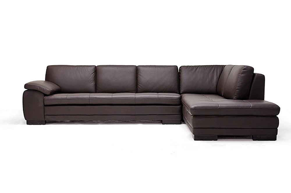 BAXTON STUDIO DIANA DARK BROWN SOFA CHAISE SECTIONAL zzhomelifestyle