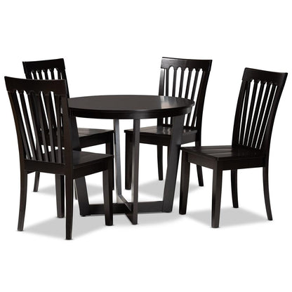 BAXTON STUDIO SASA MODERN AND CONTEMPORARY DARK BROWN FINISHED WOOD 5-PIECE DINING SET