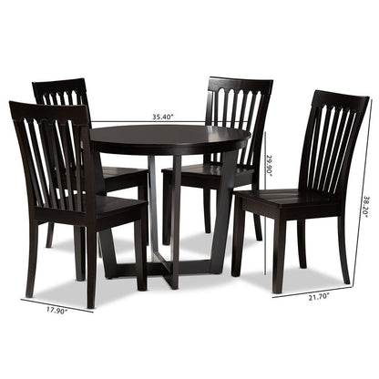 BAXTON STUDIO SASA MODERN AND CONTEMPORARY DARK BROWN FINISHED WOOD 5-PIECE DINING SET