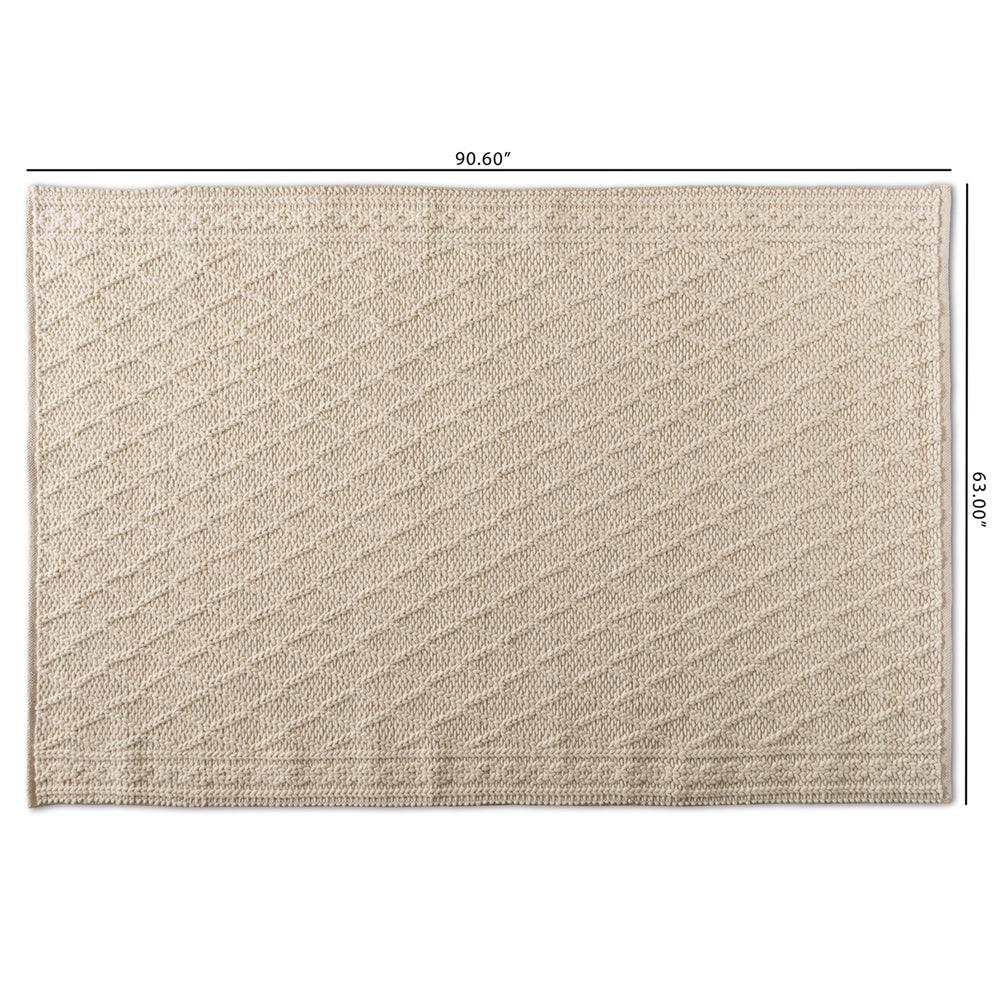 BAXTON STUDIO MADIBAH MODERN AND CONTEMPORARY IVORY HANDWOVEN WOOL AREA RUG