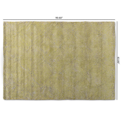 BAXTON STUDIO LEORA MODERN AND CONTEMPORARY LIME GREEN AND GREY HAND-TUFTED VISCOSE BLEND AREA RUG