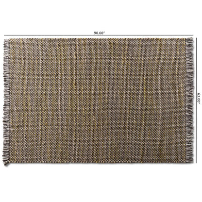 BAXTON STUDIO NURTEN MODERN AND CONTEMPORARY YELLOW AND GREY HANDWOVEN HEMP BLEND AREA RUG