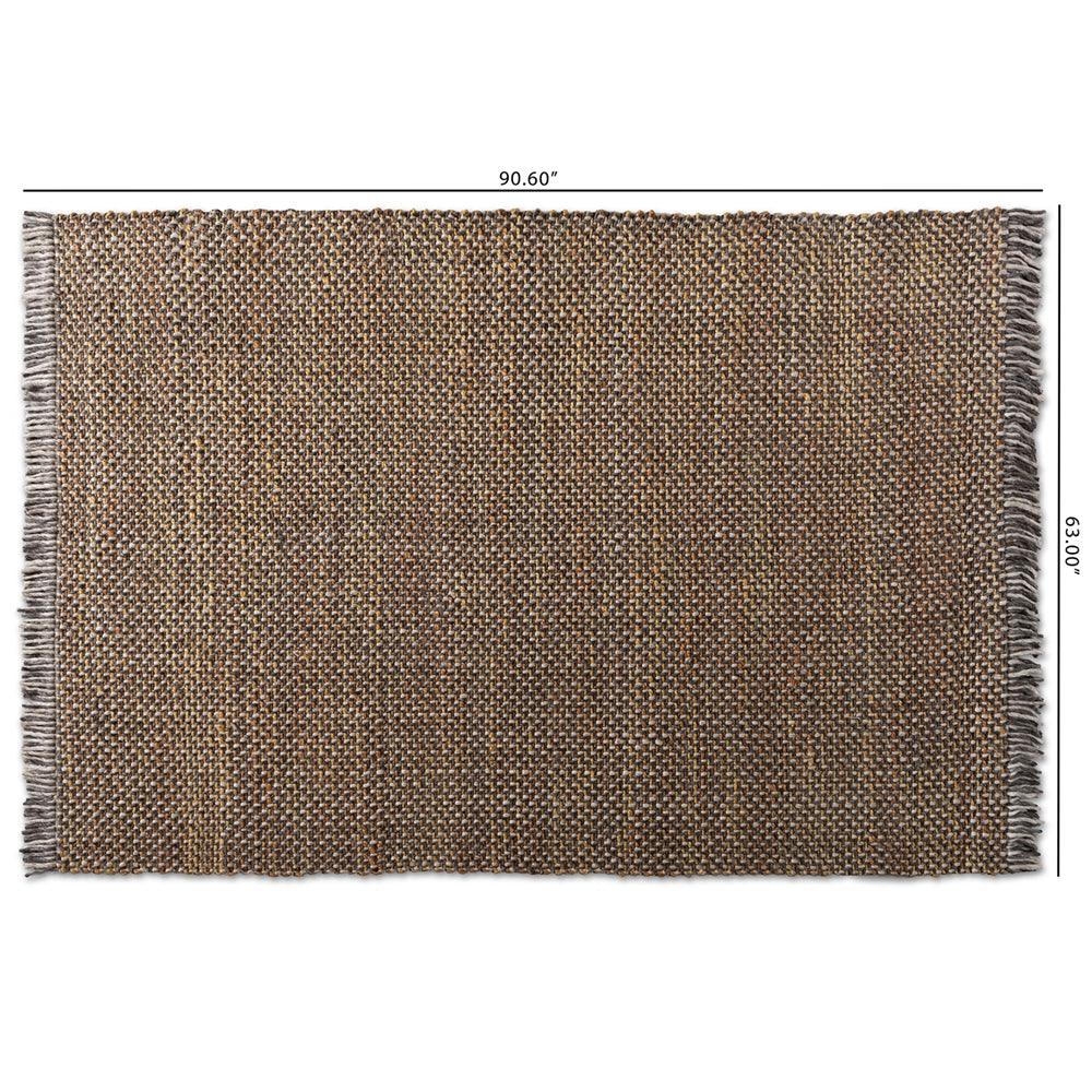 BAXTON STUDIO NURTEN MODERN AND CONTEMPORARY ORANGE AND GREY HANDWOVEN HEMP BLEND AREA RUG