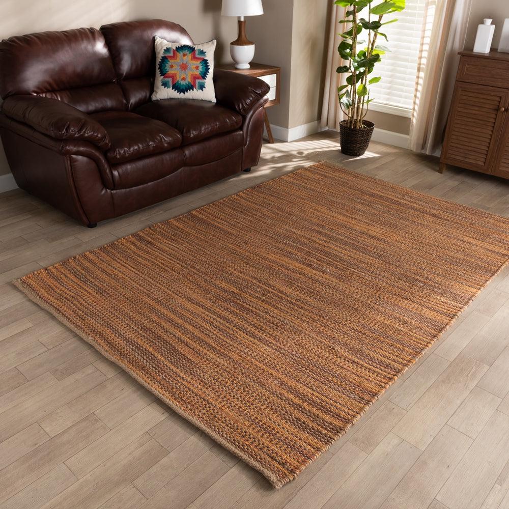 BAXTON STUDIO MICHIGAN MODERN AND CONTEMPORARY RUST HANDWOVEN HEMP BLEND AREA RUG