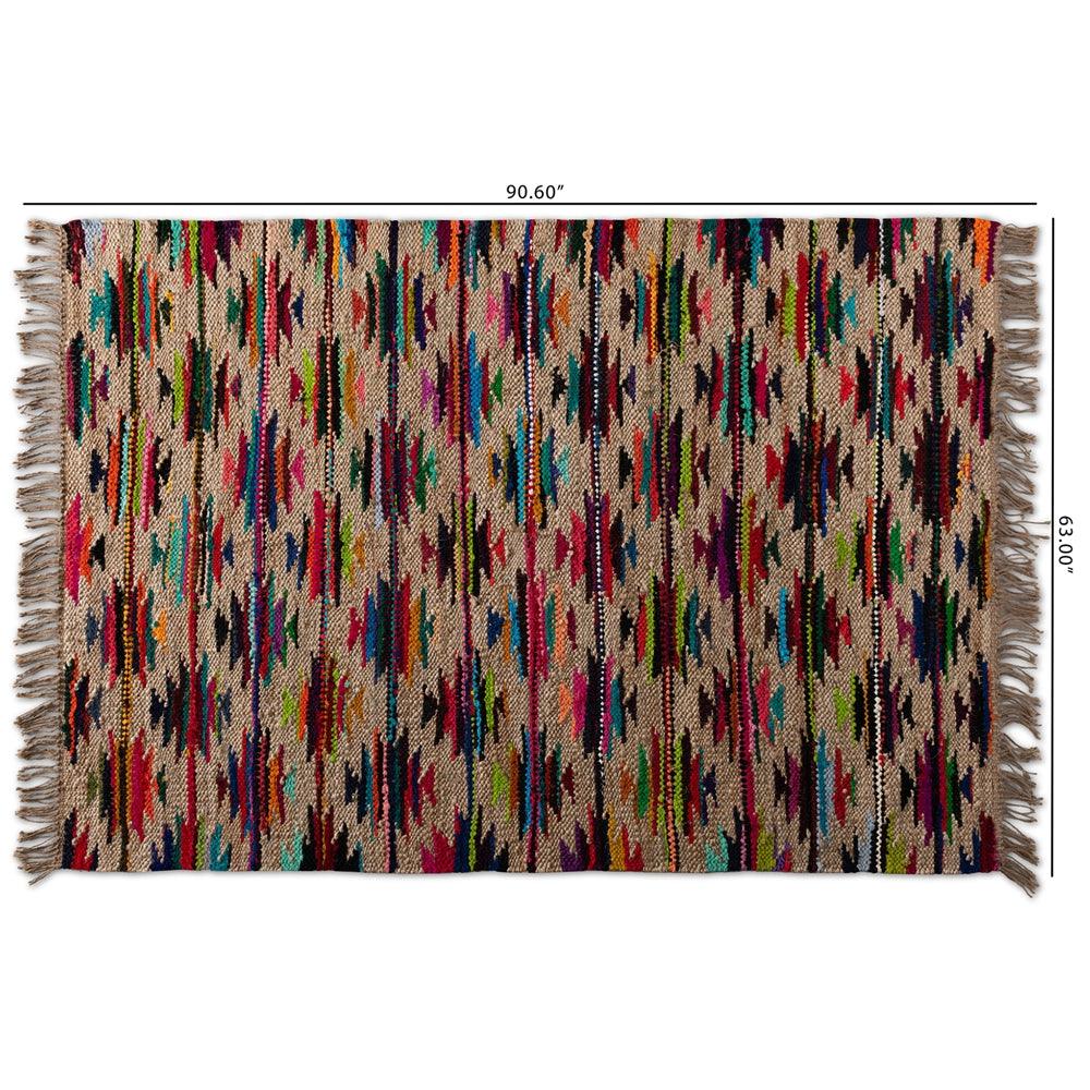 BAXTON STUDIO ZURICH MODERN AND CONTEMPORARY MULTI-COLORED HANDWOVEN HEMP BLEND AREA RUG