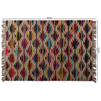 BAXTON STUDIO ZURICH MODERN AND CONTEMPORARY MULTI-COLORED HANDWOVEN HEMP BLEND AREA RUG