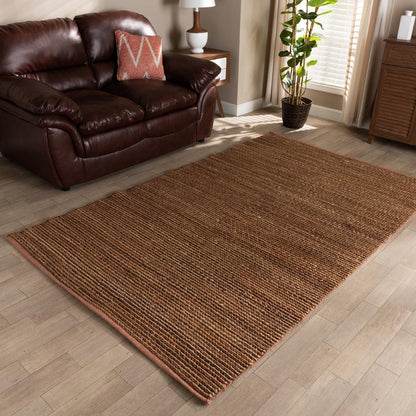 BAXTON STUDIO ZAGURI MODERN AND CONTEMPORARY NATURAL HANDWOVEN LEATHER BLEND AREA RUG