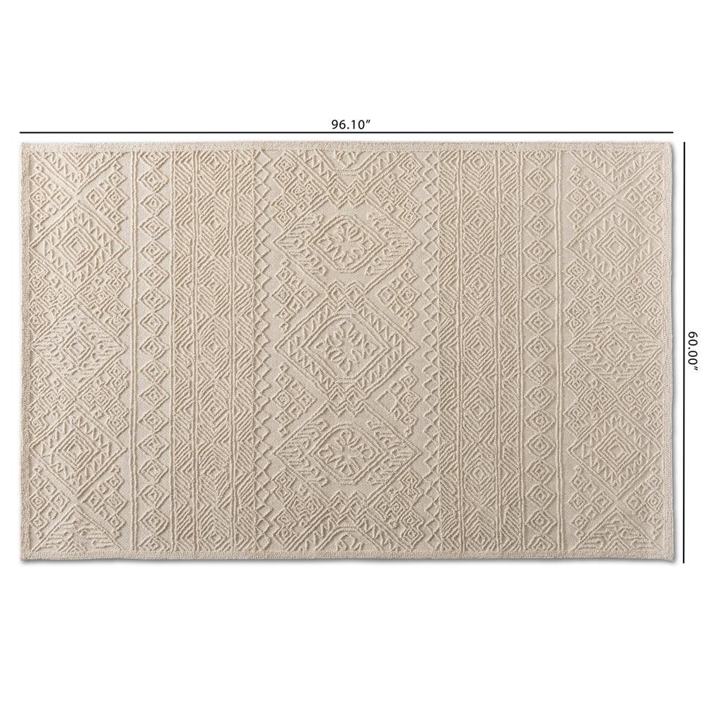 BAXTON STUDIO LINWOOD MODERN AND CONTEMPORARY IVORY HAND-TUFTED WOOL AREA RUG