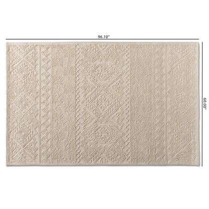 BAXTON STUDIO LINWOOD MODERN AND CONTEMPORARY IVORY HAND-TUFTED WOOL AREA RUG