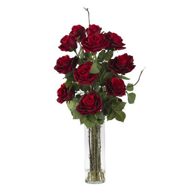 Roses w/Cylinder Vase Silk Flower Arrangement