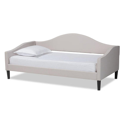 BAXTON STUDIO MILLIGAN MODERN AND CONTEMPORARY BEIGE FABRIC UPHOLSTERED AND DARK BROWN FINISHED WOOD FULL SIZE DAYBED