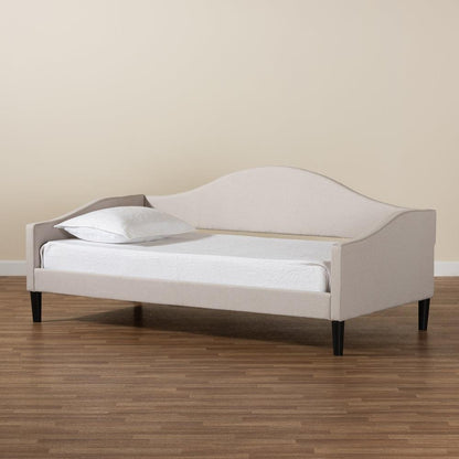 BAXTON STUDIO MILLIGAN MODERN AND CONTEMPORARY BEIGE FABRIC UPHOLSTERED AND DARK BROWN FINISHED WOOD FULL SIZE DAYBED