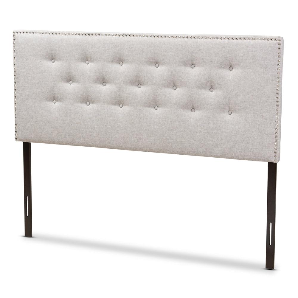 BAXTON STUDIO WINDSOR MODERN AND CONTEMPORARY GREYISH BEIGE FABRIC UPHOLSTERED FULL SIZE HEADBOARD