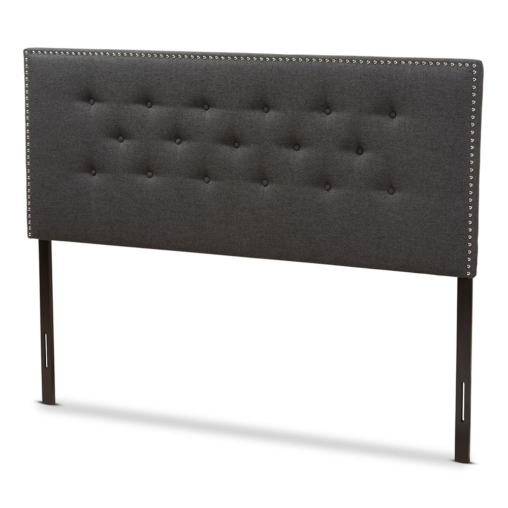 BAXTON STUDIO WINDSOR MODERN AND CONTEMPORARY DARK GREY FABRIC QUEEN SIZE HEADBOARD