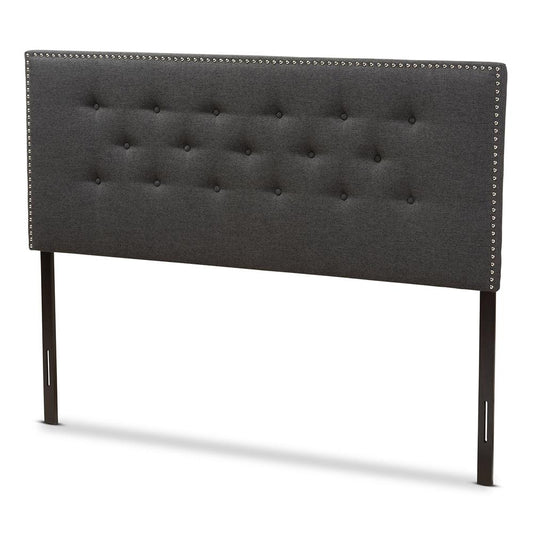 BAXTON STUDIO WINDSOR MODERN AND CONTEMPORARY DARK GREY FABRIC KING SIZE HEADBOARD