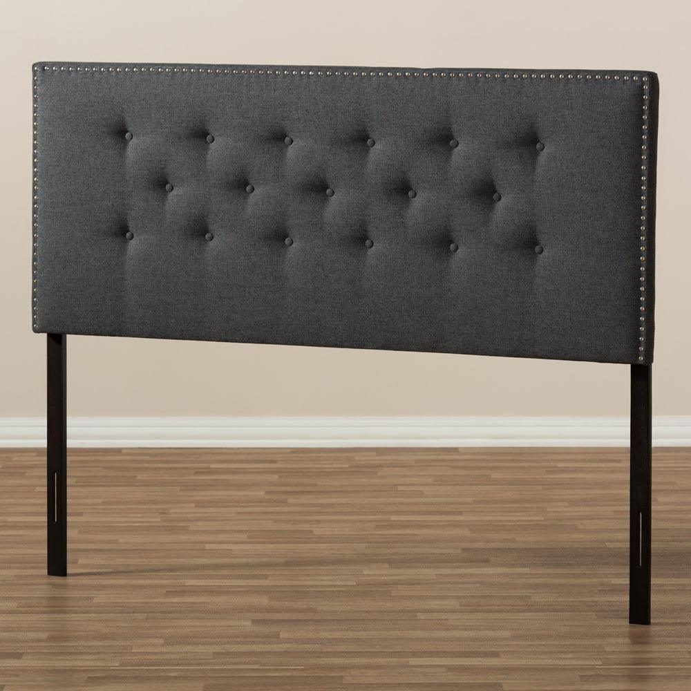 BAXTON STUDIO WINDSOR MODERN AND CONTEMPORARY DARK GREY FABRIC FULL SIZE HEADBOARD