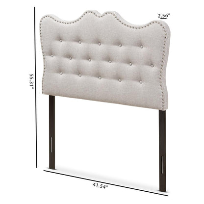 BAXTON STUDIO EMMA MODERN AND CONTEMPORARY GREYISH BEIGE FABRIC TWIN SIZE HEADBOARD