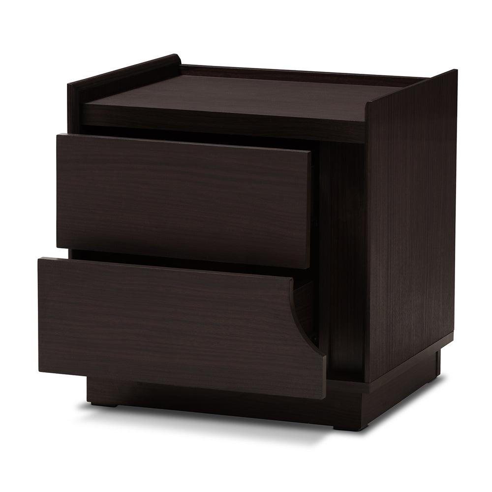 BAXTON STUDIO LARSINE MODERN AND CONTEMPORARY BROWN FINISHED 2-DRAWER NIGHTSTAND