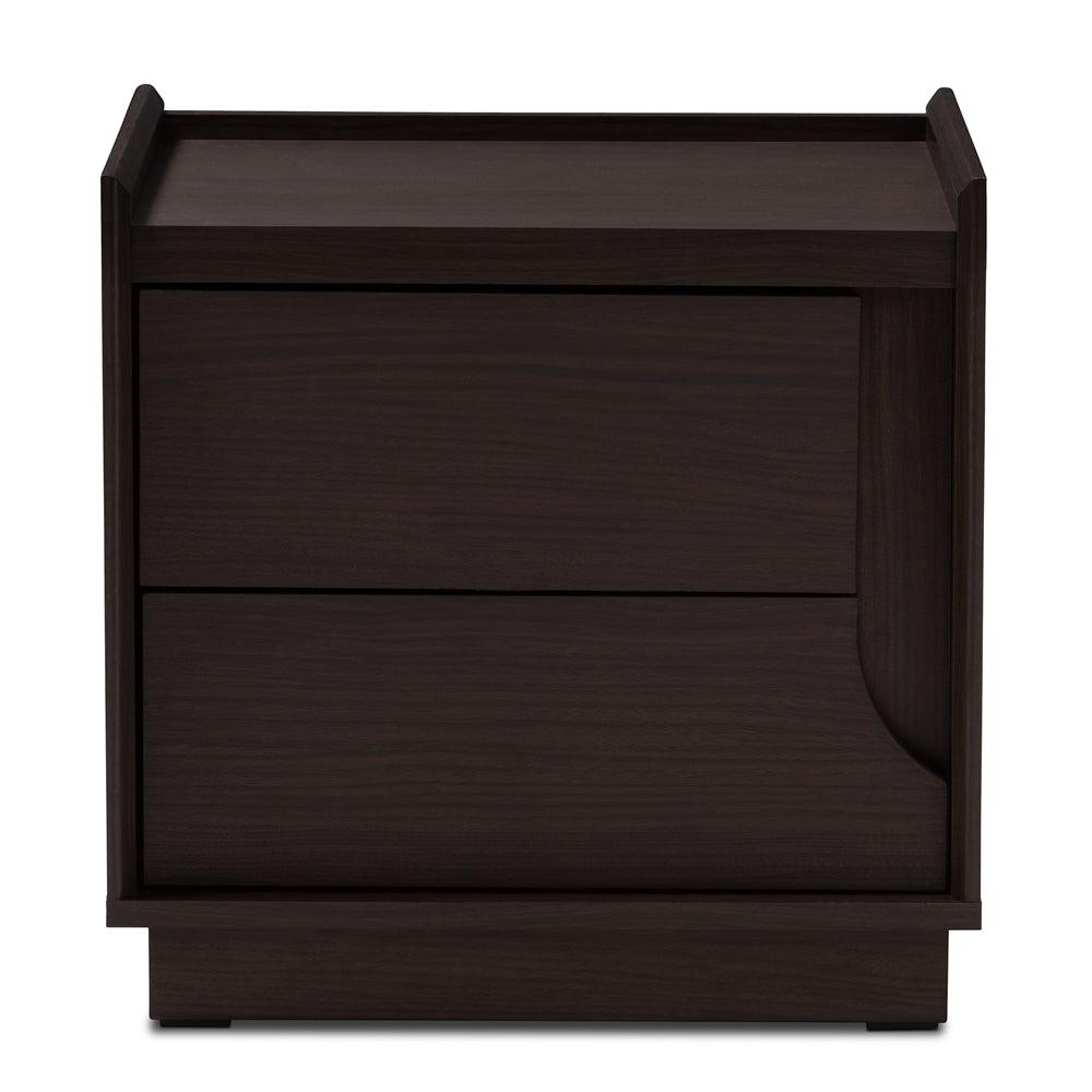 BAXTON STUDIO LARSINE MODERN AND CONTEMPORARY BROWN FINISHED 2-DRAWER NIGHTSTAND