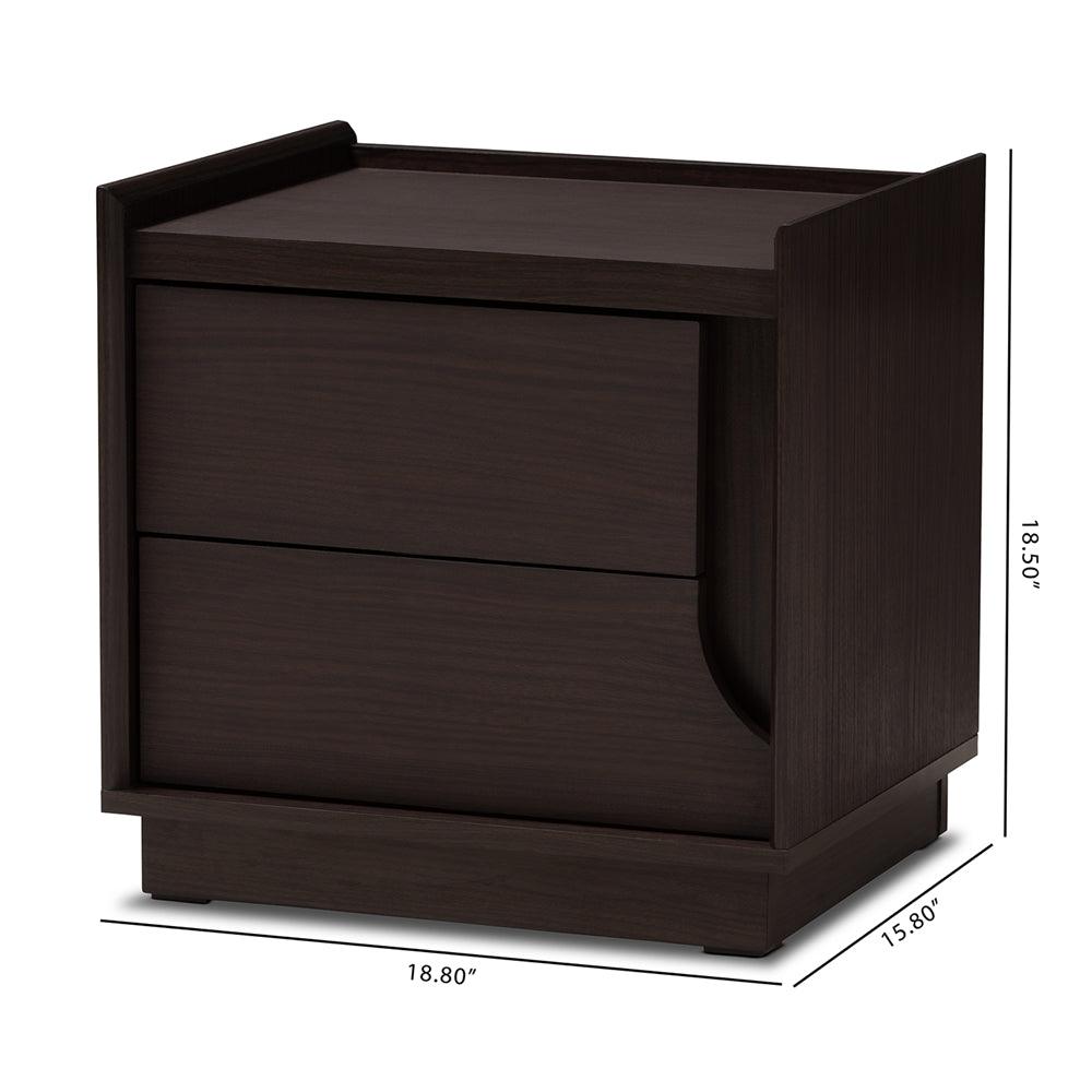 BAXTON STUDIO LARSINE MODERN AND CONTEMPORARY BROWN FINISHED 2-DRAWER NIGHTSTAND