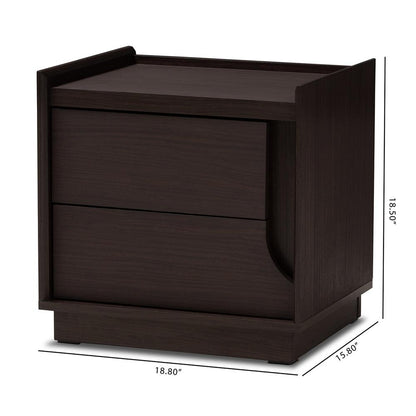 BAXTON STUDIO LARSINE MODERN AND CONTEMPORARY BROWN FINISHED 2-DRAWER NIGHTSTAND