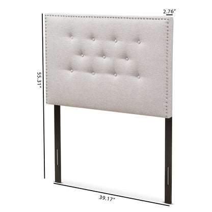 BAXTON STUDIO WINDSOR MODERN AND CONTEMPORARY GREYISH BEIGE FABRIC UPHOLSTERED TWIN SIZE HEADBOARD