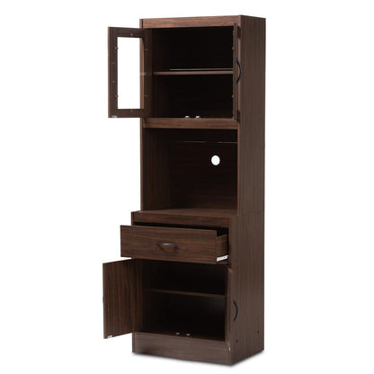 BAXTON STUDIO LAURANA MODERN AND CONTEMPORARY DARK WALNUT FINISHED KITCHEN CABINET AND HUTCH