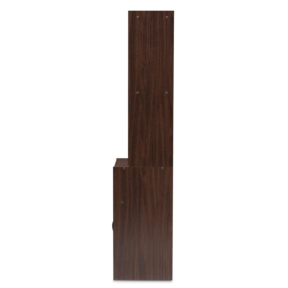 BAXTON STUDIO LAURANA MODERN AND CONTEMPORARY DARK WALNUT FINISHED KITCHEN CABINET AND HUTCH