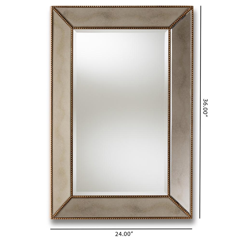 BAXTON STUDIO NEVA MODERN AND CONTEMPORARY ANTIQUE GOLD FINISHED RECTANGULAR ACCENT WALL MIRROR