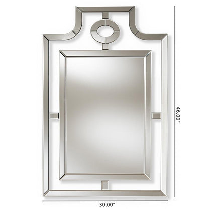 BAXTON STUDIO IRIA MODERN AND CONTEMPORARY SILVER FINISHED PAGODA WALL ACCENT MIRROR