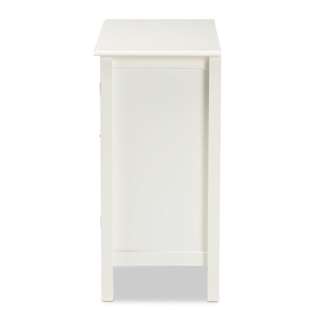 BAXTON STUDIO KENDALL CLASSIC AND TRADITIONAL WHITE FINISHED WOOD AND GLASS KITCHEN STORAGE CABINET