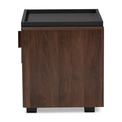 BAXTON STUDIO RIKKE MODERN AND CONTEMPORARY TWO-TONE GRAY AND WALNUT FINISHED WOOD 1-DRAWER NIGHTSTAND