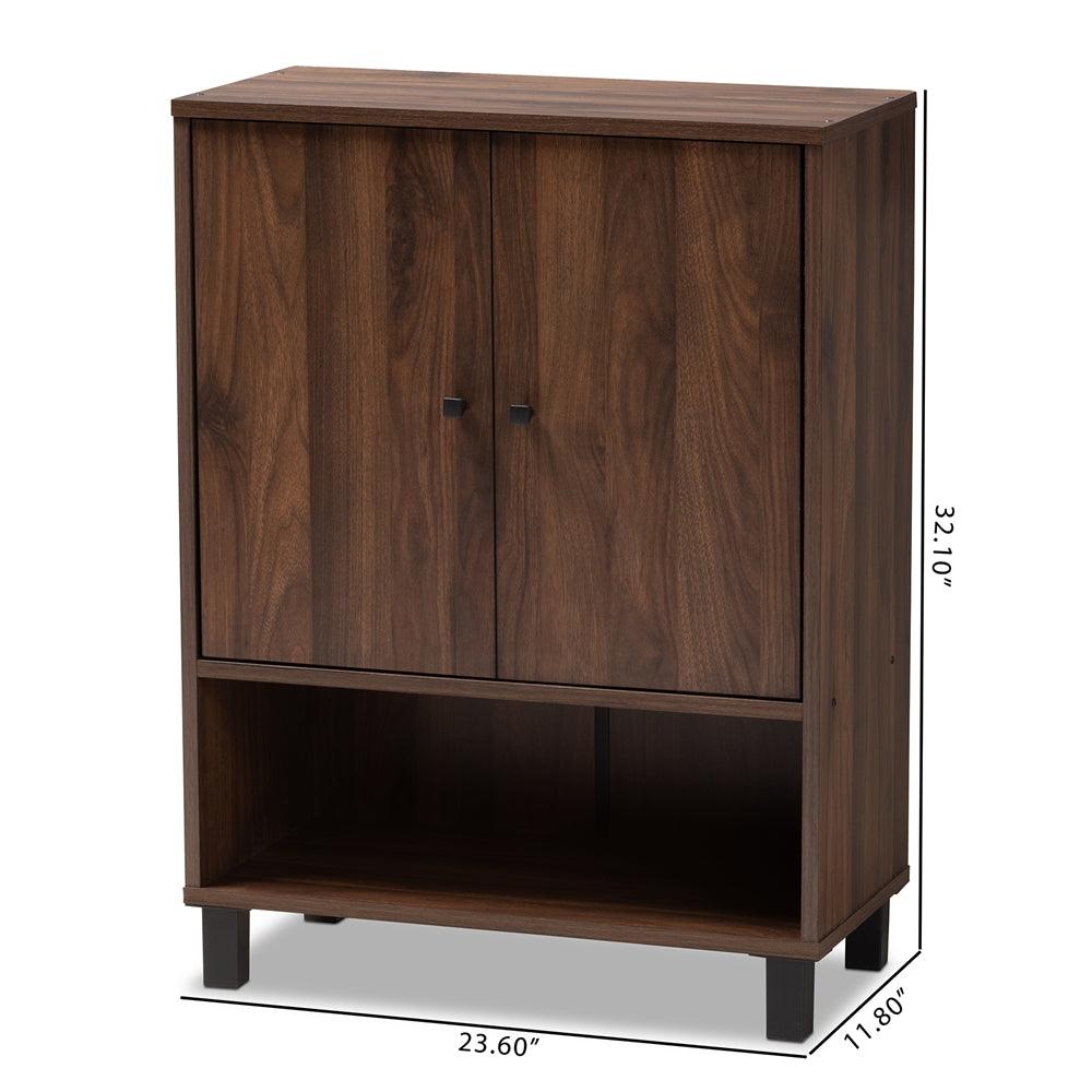 BAXTON STUDIO ROSSIN MODERN AND CONTEMPORARY WALNUT BROWN FINISHED 2-DOOR WOOD ENTRYWAY SHOE STORAGE CABINET