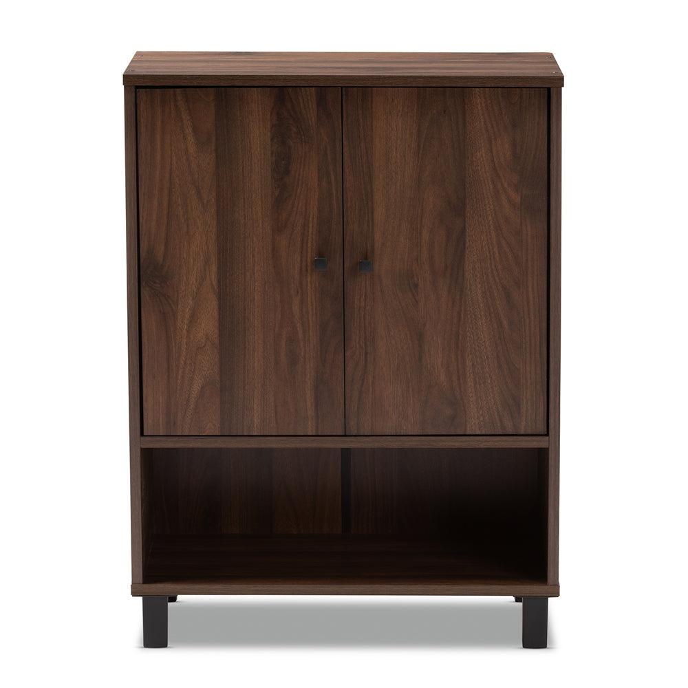 BAXTON STUDIO ROSSIN MODERN AND CONTEMPORARY WALNUT BROWN FINISHED 2-DOOR WOOD ENTRYWAY SHOE STORAGE CABINET