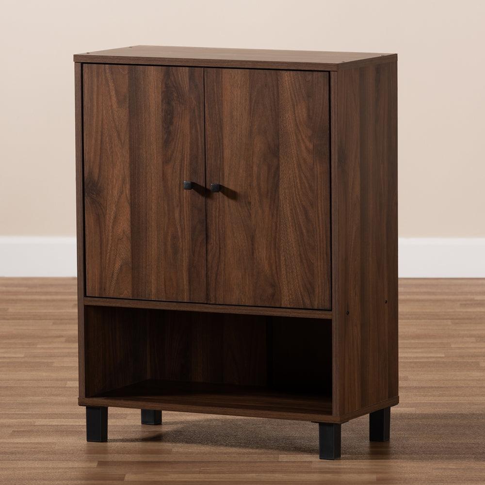 BAXTON STUDIO ROSSIN MODERN AND CONTEMPORARY WALNUT BROWN FINISHED 2-DOOR WOOD ENTRYWAY SHOE STORAGE CABINET