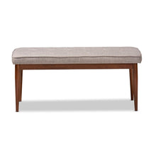 Load image into Gallery viewer, BAXTON STUDIO ITAMI MID-CENTURY MODERN LIGHT GREY FABRIC UPHOLSTERED MEDIUM OAK FINISHED WOOD DINING BENCH - zzhomelifestyle