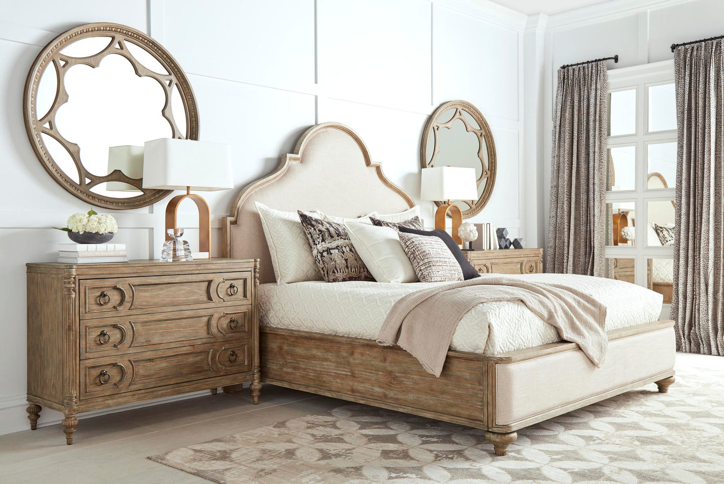 Architrave California King Upholstered Panel Bed