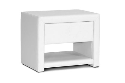 BAXTON STUDIO MASSEY WHITE UPHOLSTERED MODERN NIGHTSTAND