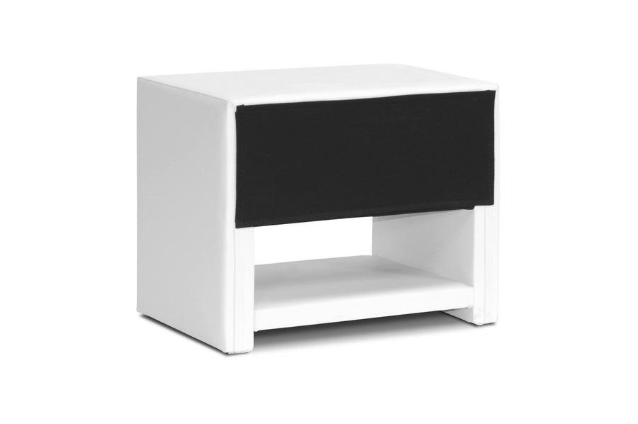 BAXTON STUDIO MASSEY WHITE UPHOLSTERED MODERN NIGHTSTAND