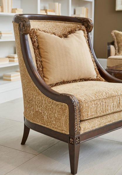 Giovanna Azure Carved Wood Accent Chair