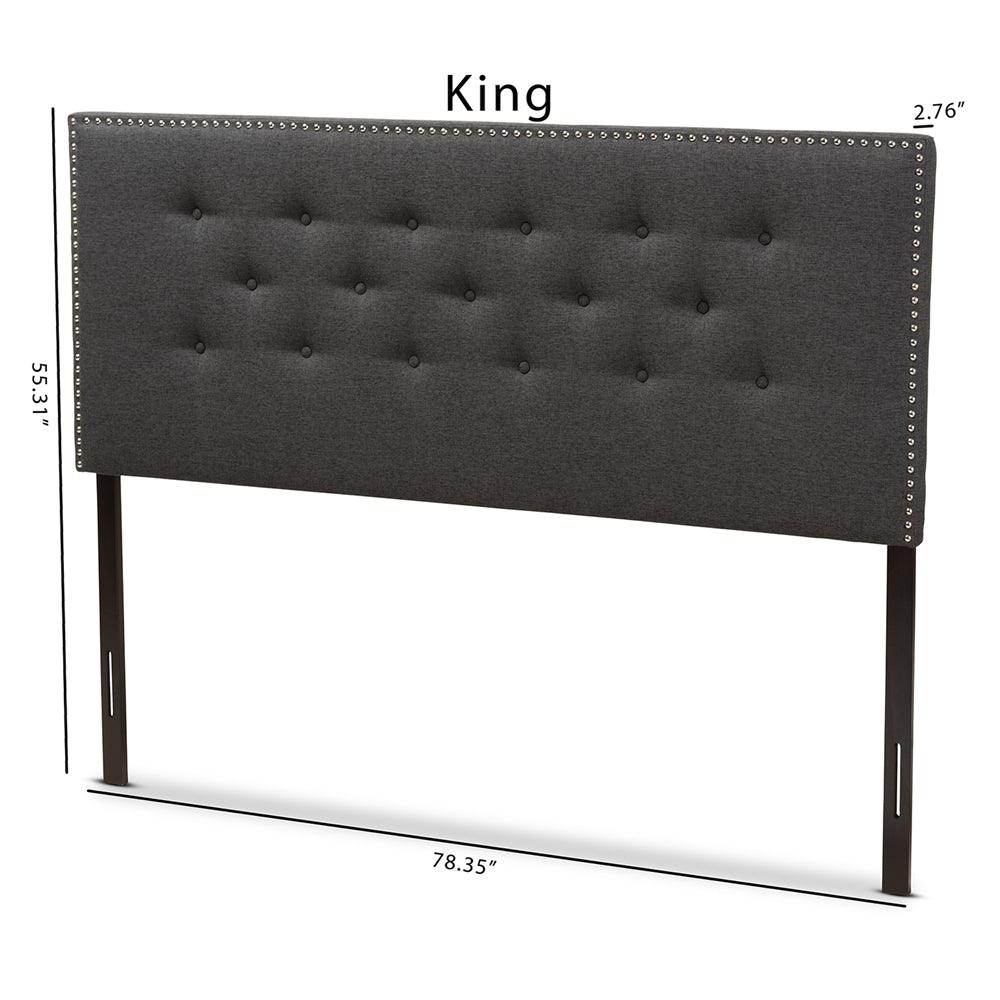 BAXTON STUDIO WINDSOR MODERN AND CONTEMPORARY DARK GREY FABRIC KING SIZE HEADBOARD