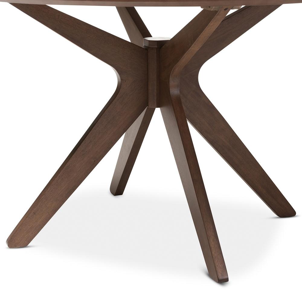 BAXTON STUDIO MONTE MID-CENTURY MODERN WALNUT WOOD 47-INCH ROUND DINING TABLE