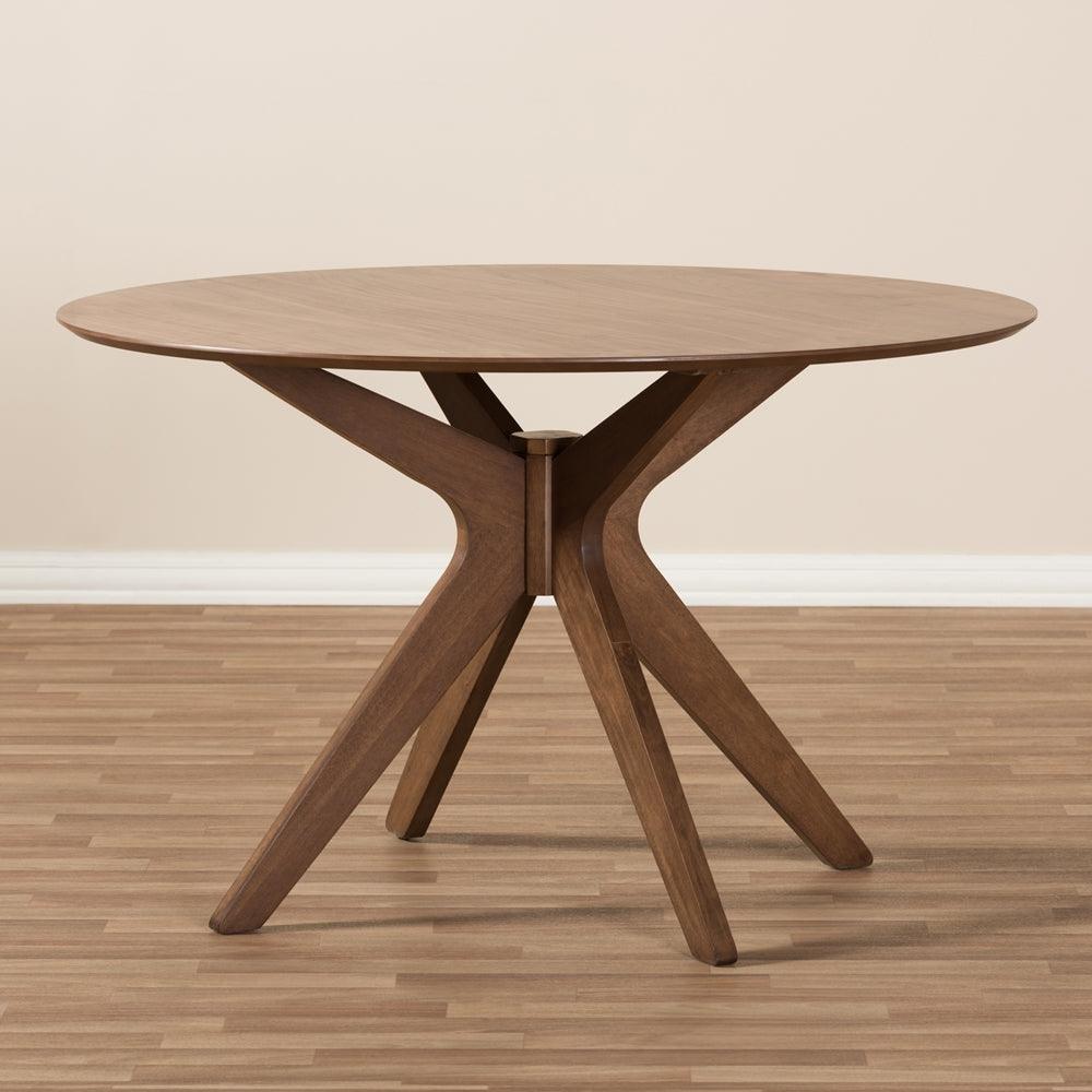 BAXTON STUDIO MONTE MID-CENTURY MODERN WALNUT WOOD 47-INCH ROUND DINING TABLE