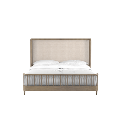 Finn Queen Upholstered Shelter Bed