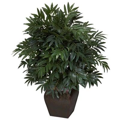 Double Bamboo Palm w/Decorative Planter Silk Plant