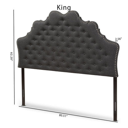 BAXTON STUDIO HILDA MODERN AND CONTEMPORARY DARK GREY FABRIC KING SIZE HEADBOARD