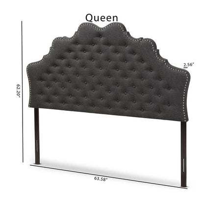 BAXTON STUDIO HILDA MODERN AND CONTEMPORARY DARK GREY FABRIC QUEEN SIZE HEADBOARD