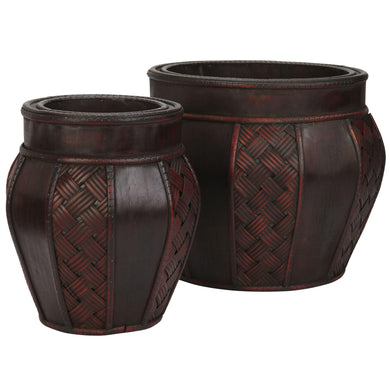 Wood and Weave Panel Decorative Planters (Set of 2) - zzhomelifestyle