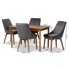 Load image into Gallery viewer, BAXTON STUDIO GILMORE MODERN AND CONTEMPORARY GREY VELVET FABRIC UPHOLSTERED AND WALNUT BROWN FINISHED WOOD 5-PIECE DINING SET - zzhomelifestyle